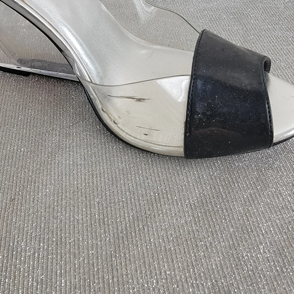 Yellow Box Bermuda Black and Clear Wedge Sandals